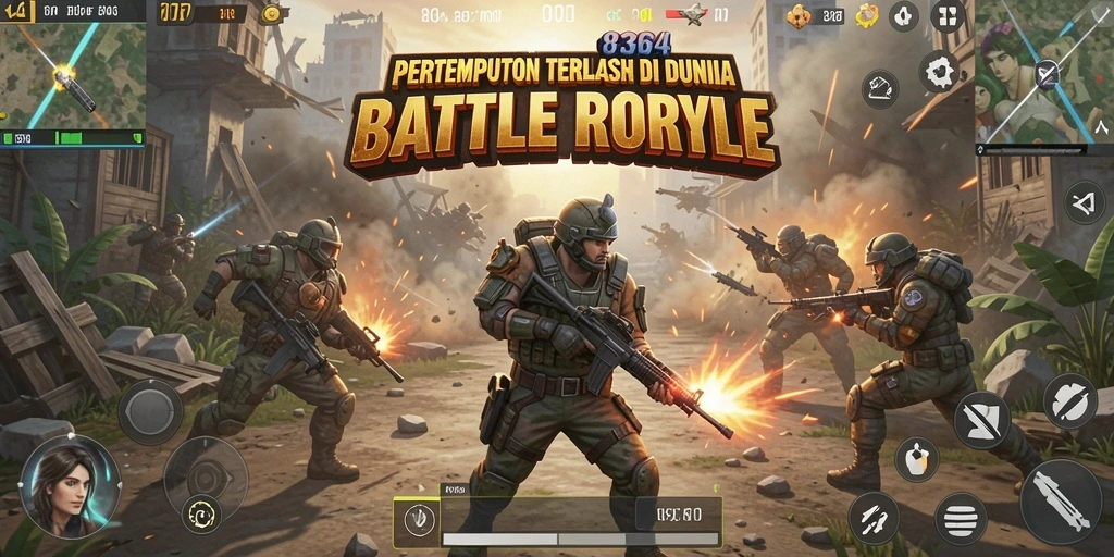 Gameplay seru dan menegangkan di 8364, penuh aksi Battle Royale.