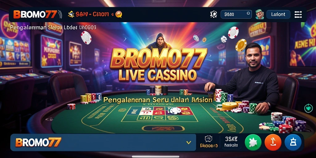 Screenshot gameplay BROMO77 dengan dealer professional dalam aksi.