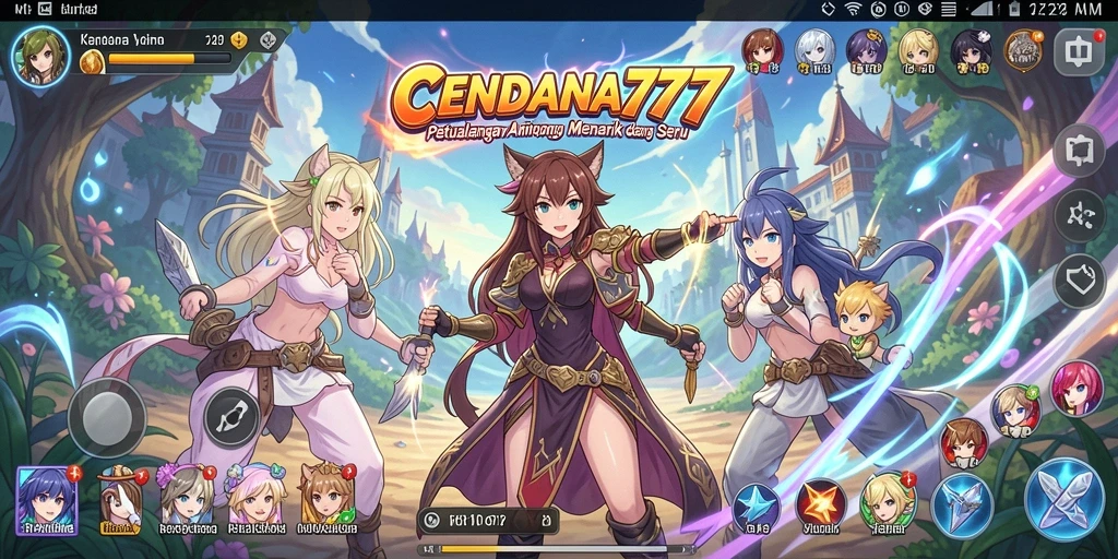 Screenshot permainan CENDANA777 memperlihatkan aksi karakter anime yang menakjubkan.