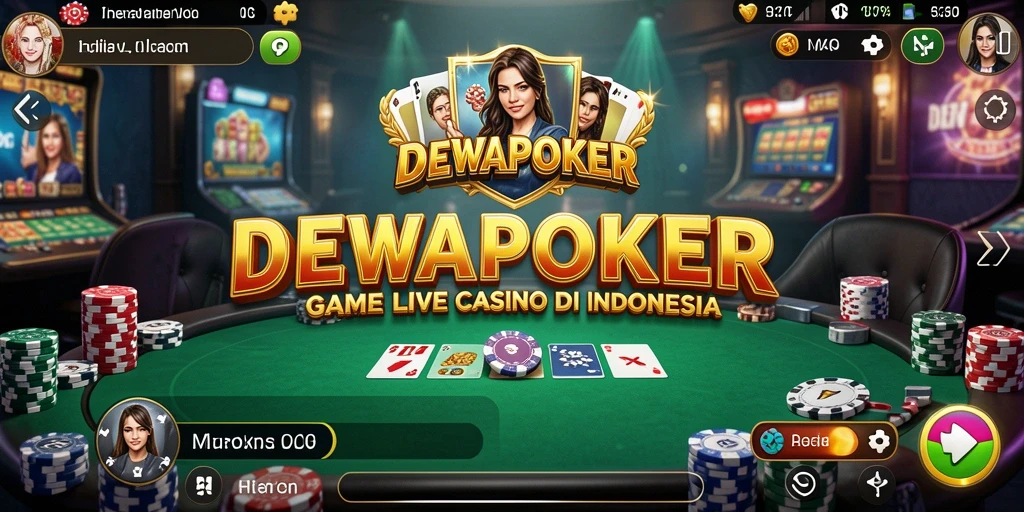 Screenshot gameplay DEWAPOKER yang menampilkan dealer dan pemain.
