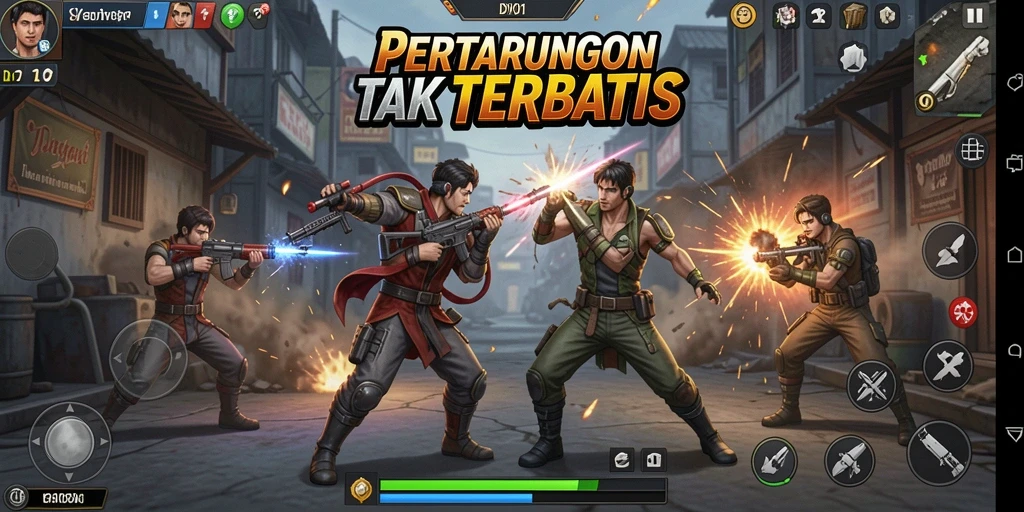 Screenshot DY01 menampilkan aksi pertarungan seru dengan karakter yang dinamis.