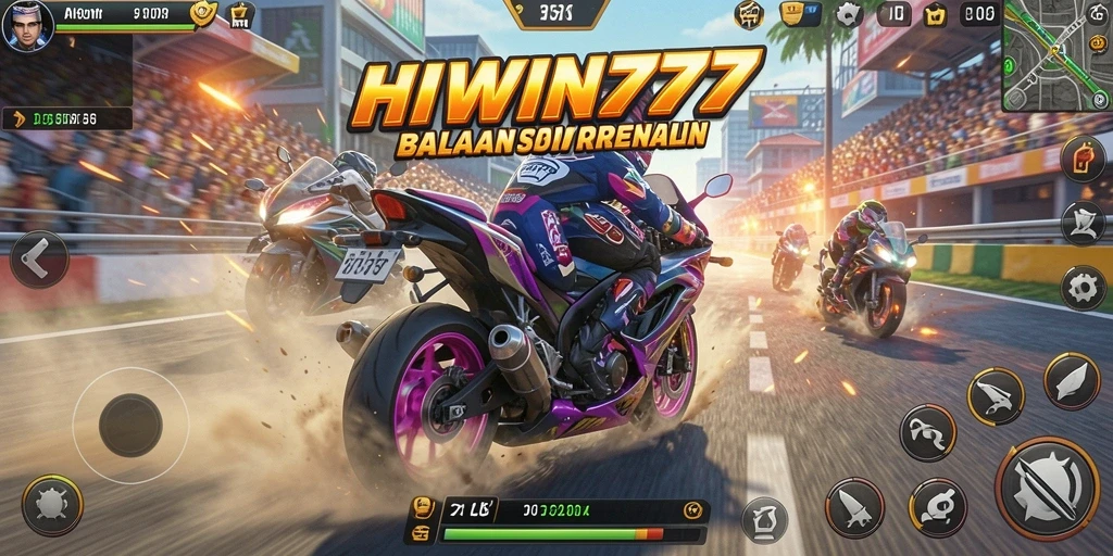 Tampilan gameplay balapan motor di HIWIN777 yang mendebarkan.