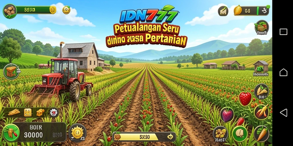 Tampilan screenshot IDN777 menunjukkan aktivitas bertani yang seru dan interaktif.