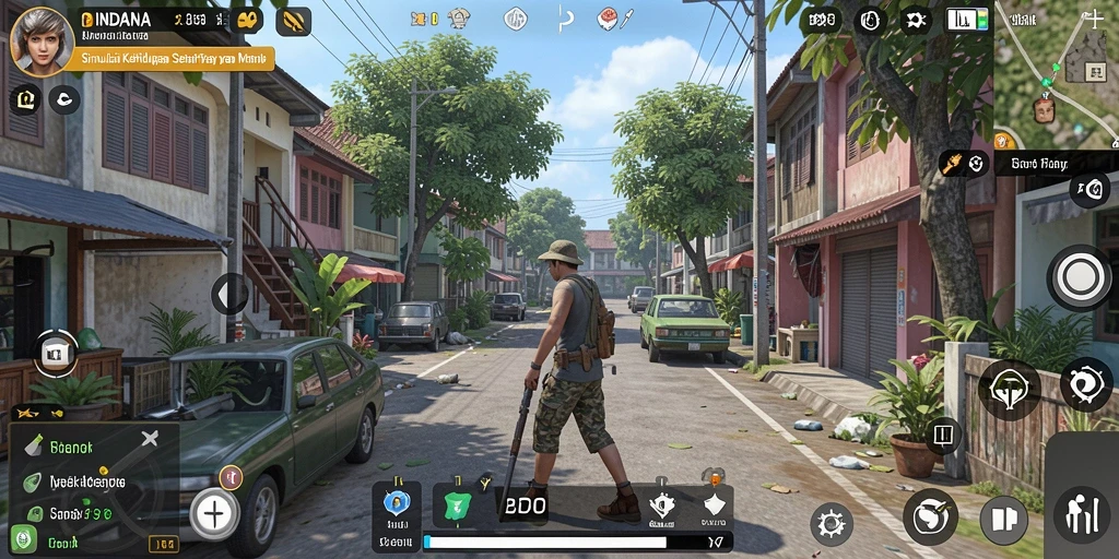 Tampilan gameplay INDAAA yang menampilkan interaksi sosial yang dinamis.