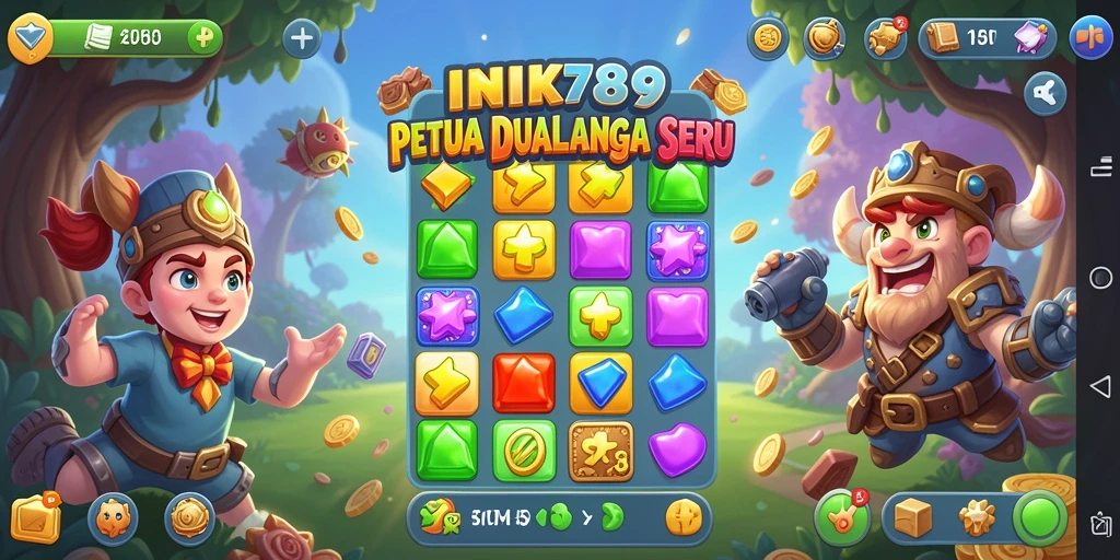 Tampilan gameplay seru dari INK789 dengan pencocokan permata.