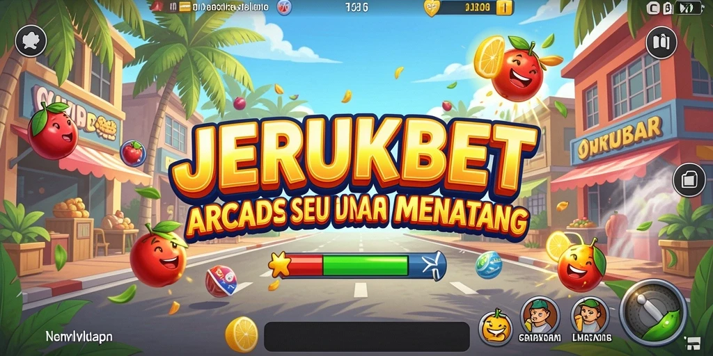 Tampilan gameplay seru dari JERUKBET dengan karakter unik.