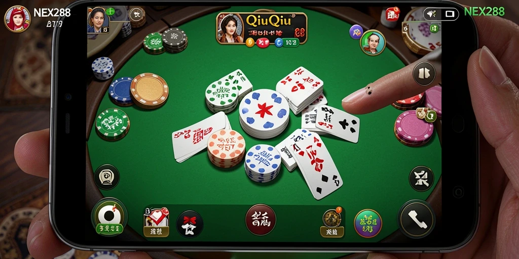 Tampilan permainan QiuQiu yang mengasyikkan di NEX288.