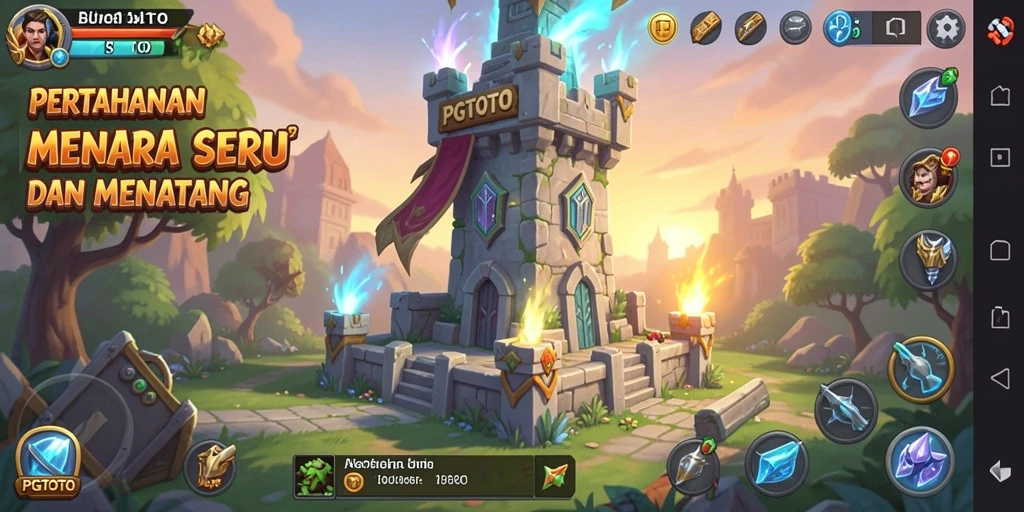 Tampilan gameplay PGTOTO yang menegangkan di medan perang Tower Defense.