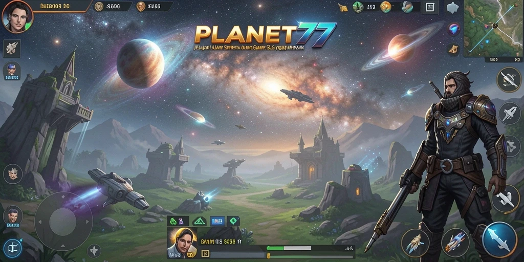 Tampilan gameplay PLANET77 yang mendebarkan dengan eksplorasi galaksi.