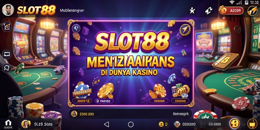 Screenshot utama SLOT88 menampilkan grafis permainan kasino yang memukau.