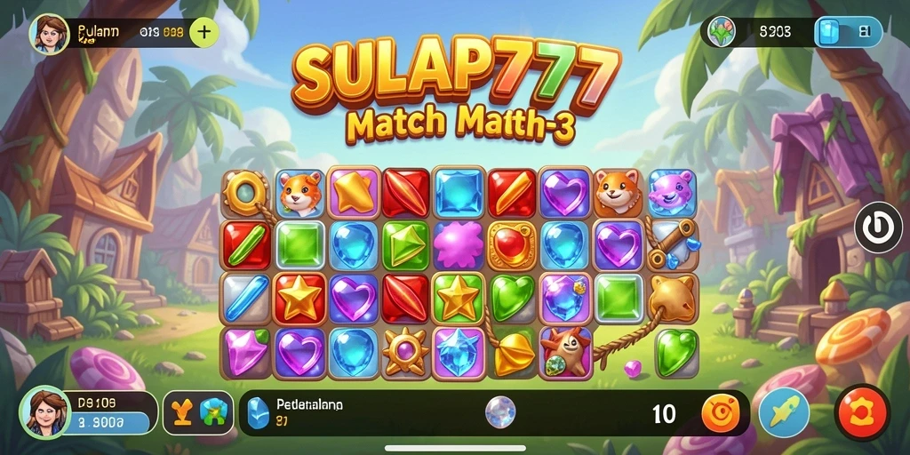 Tampilan gameplay SULAP777 yang seru dan penuh warna dalam permainan Match-3.
