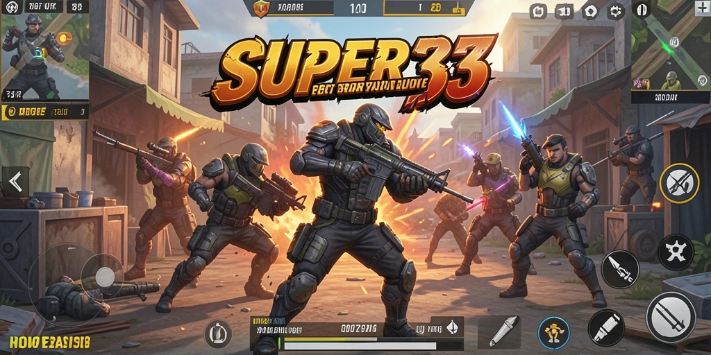 Gameplay mendebarkan Battle Royale di SUPER33 dengan pertempuran intens.