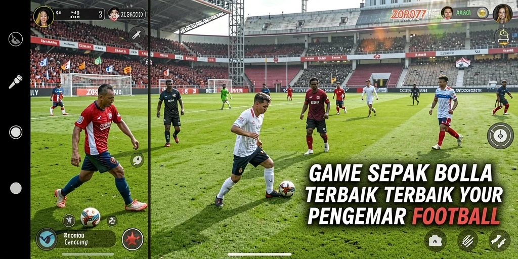 Tangkapan layar gameplay <strong>ZORO77</strong> menampilkan aksi seru di lapangan sepak bola.